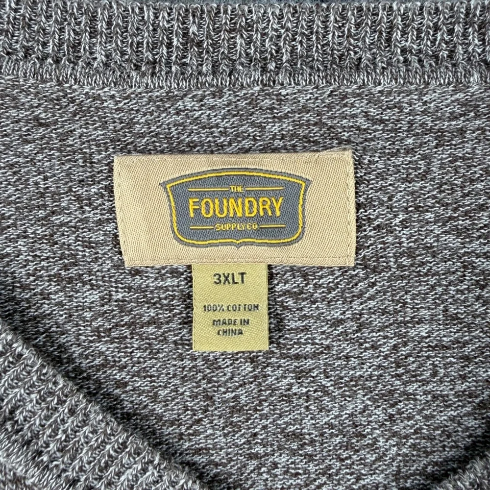 The Foundry Supply Co Men's 3XLT Brown Cotton Sweater Vest Crew Neck Big Tall